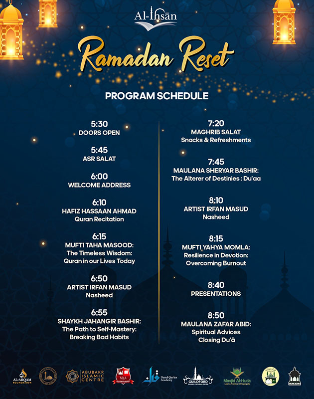 Al-Ihsan Ramadan Reset SFU Program Schedule